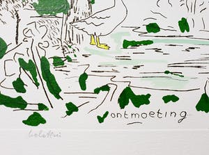 Pieter Holstein - Ontmoeting, ingekleurde ets kopen? Bied vanaf 45!