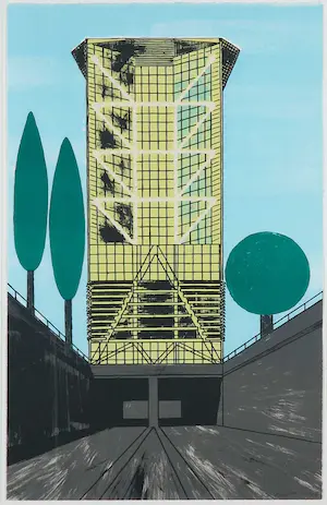 Ko Aarts - Zeefdruk, Toren - Ingelijst kopen? Bied vanaf 40!