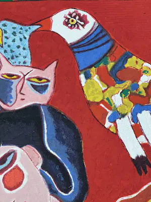 Corneille - Terragrafie op canvas Vrouw Kat Vogel Cobra kopen? Bied vanaf 1800!