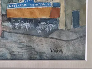 Arnold Bernard Neujean - ca. 1930 - gesigneerde Aquarel op papier "pleintje Cagnes sur mer" kopen? Bied vanaf 29!