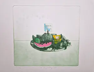 Nicolaas Wijnberg - een hele leuke, in beperkte oplage (60) gemaakte kleuren-Ets "watermeloen" kopen? Bied vanaf 37!