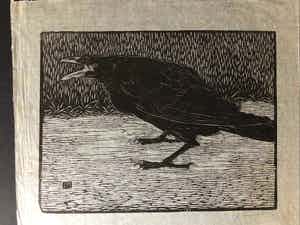 Jan Mankes - Houtsnede Zwarte Kraai - Gesigneerd - 1918 verkocht voor € 325!