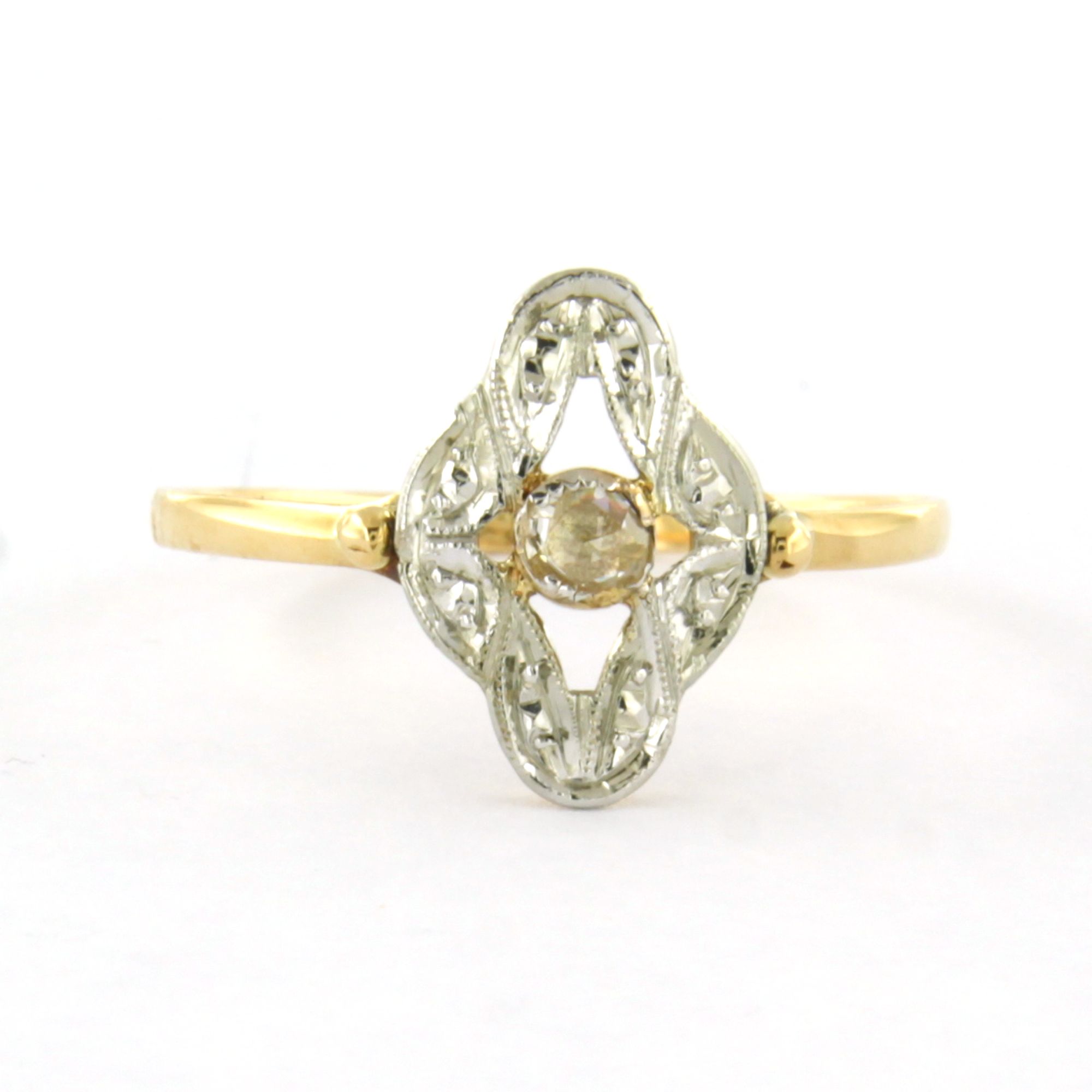 Buy 18k bicolour gouden ring met diamant tot. 0.07ct - ringmaat 18.75(59)? Bid from 160!