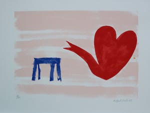 Klaas Gubbels - zeefdruk: hartenkan met tafel kopen? Bied vanaf 275!