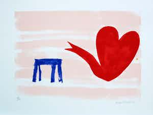 Klaas Gubbels - zeefdruk: hartenkan met tafel verkocht voor € 275!