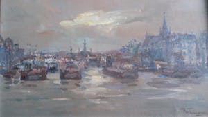 Ronald Terpstra - Havengezicht Amsterdams IJ met St Nicolaaskerk kopen? Bied vanaf 30!