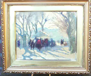 Willem Knip - Winters tafereel. kopen? Bied vanaf 200!