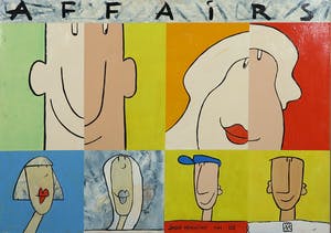 Jacob Herskind - Acryl op board, Affairs 077 - Ingelijst kopen? Bied vanaf 1!