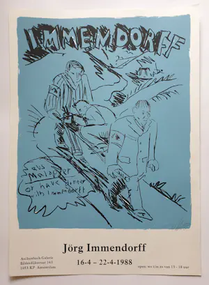 Jörg Immendorff - "Aus Malopfer or have dinner with Immendorff" - Gesigneerde litho - 82 x 58 kopen? Bied vanaf 75!