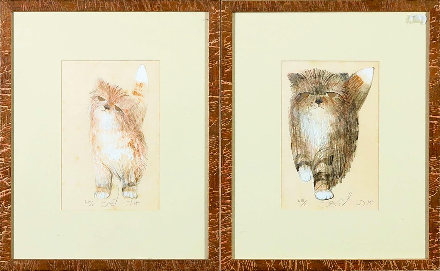 Mohaier Dariush - Twee litho's, Katten kopen? Bied vanaf 1!