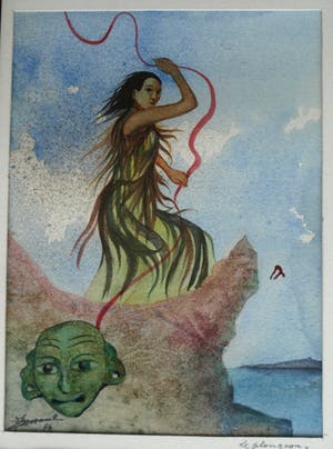 Jozef Bossaert - Aquarel , “Le Plongeon” (‘De Duik’) – gesigneerd & ingelijst – 1976 kopen? Bied vanaf 10!