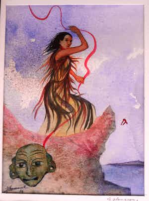 Jozef Bossaert - Aquarel , “Le Plongeon” (‘De Duik’) – gesigneerd & ingelijst – 1976 verkocht voor € 10!