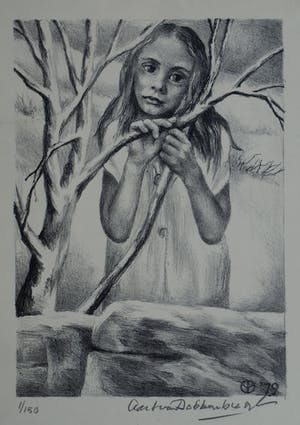 Aart van Dobbenburgh - Ingelijste litho , Meisje – 1979 – nr. 1 van 150 ex. kopen? Bied vanaf 35!