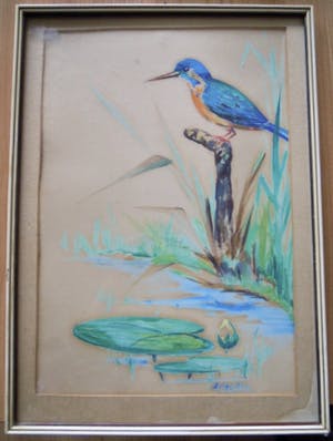 Arthur le Mire - 2 Prachtige aquarellen met vogels in zomer en winter natuur. kopen? Bied vanaf 25!