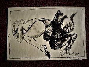 Niet of onleesbaar gesigneerd - 2x Russische 1969 sexueel expliciete Inkt tek. - Faun en vrouw - gesigneerd kopen? Bied vanaf 1!