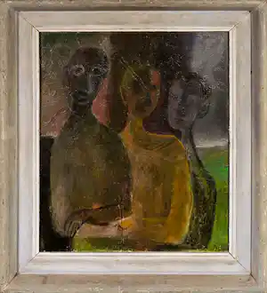 Leo Schatz - Olieverf op doek, Drie figuren - Ingelijst verkauft für € 250!