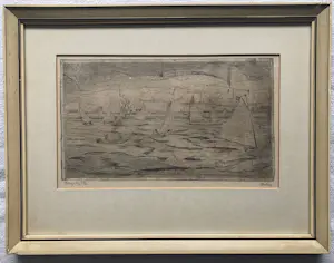 Herman Bieling - Ingelijste ets , Bergsche Plas, Rotterdam – Lijst, 28 x 37 cm. – ca. 1920 kopen? Bied vanaf 60!