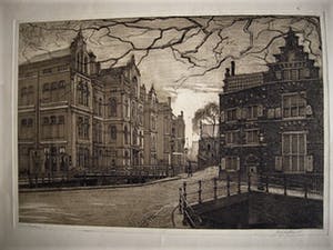 Johannes Josseaud - Zeldzame Amsterdam Ets "Binnengasthuis Oudezijds Achterburgwal" gesigneerd kopen? Bied vanaf 1!