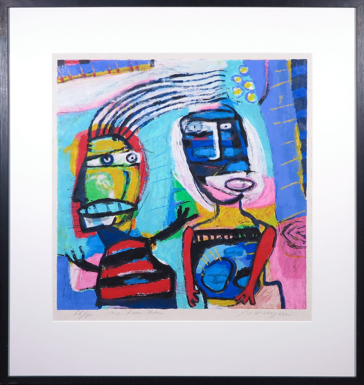 Henk Vierveijzer - Zeefdruk, Me haar doen - Ingelijst kopen? Bied vanaf 50!