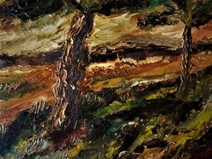 Niet of onleesbaar gesigneerd - Omstreeks 1920 expressionistisch olieverf "Herfst landschap" L. Weissberg kopen? Bied vanaf 1!