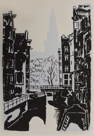 Niet of onleesbaar gesigneerd - zeefdruk 'Amsterdam' - Willem Roelofs kopen? Bied vanaf 1!