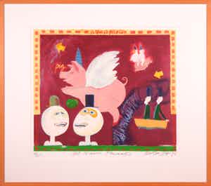 Wouter Stips - Zeefdruk, Het nieuwe paradijs - Ingelijst verkocht voor € 50!