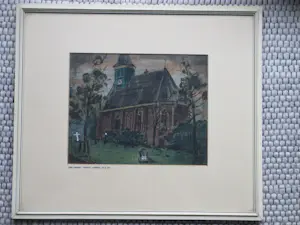 Joop Kropff - Kerkje Schoorl - Gemengde techniek kopen? Bied vanaf 200!