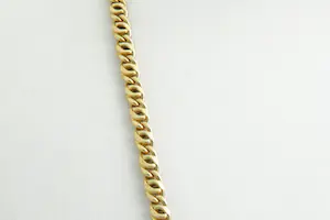 108- Lang (60+cm) geel gouden 18 karaats fantasie schakel ketting collier kopen? Bied vanaf 720!