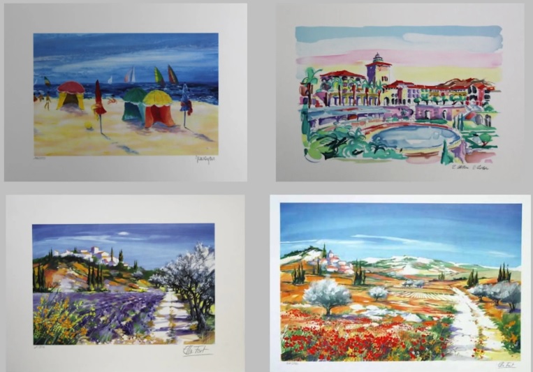 Olivier Zlatku - e.a: vier lithografieën: Landschappen I, II, Strand, Monaco kaufen? Bieten Sie von 20!