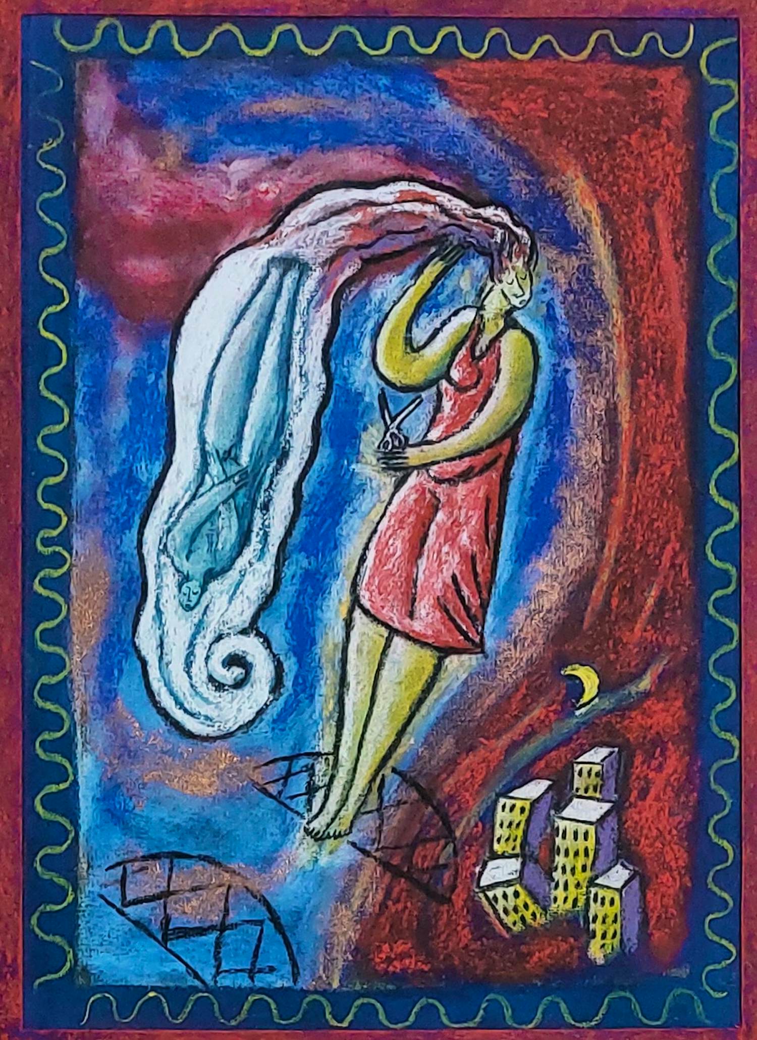 Jacques Tange - Compositie met figuren - Ingelijst kopen? Bied vanaf 225!