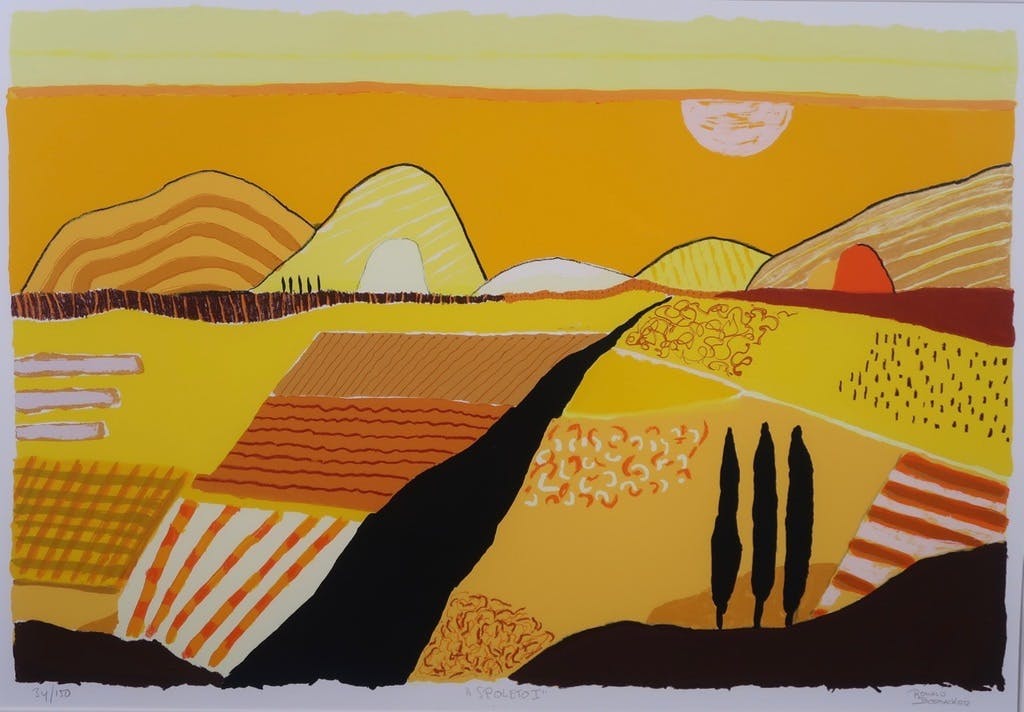 Ronald Boonacker - Ronald Boonacker: Zeefdruk, Spoleto I - Ingelijst (groot) kopen? Bied vanaf 50!