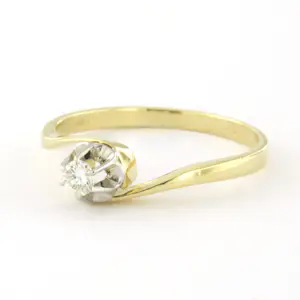 14k bicolour gouden solitair ring met briljant geslepen diamant tot. 0.10ct kopen? Bied vanaf 260!