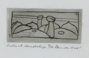 Flip van der Burgt - Ets, Landschap kopen? Bied vanaf 20!