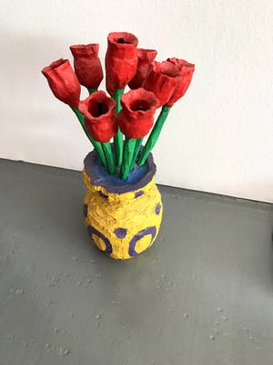 Peter Bastiaanssen - Rode Rozen in Gele Vaas - Hout kopen? Bied vanaf 1!