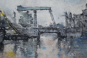 Jan van der Veer - Nieuwe Haagse School - Spaarne, Haarlem - ingelijste aquarel kaufen? Bieten Sie von 90!