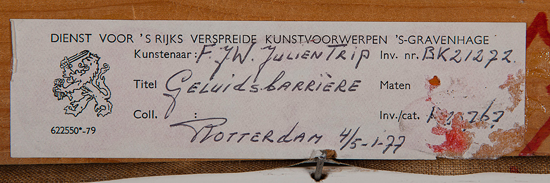 Victor Julien Trip - Geluidsbarrière - Olieverf op doek - Herkomst BKR Rotterdam -  kopen? Bied vanaf 10!