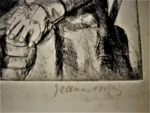 Jeanne Bieruma Oosting - ORIGINELE 1940 (Epr. d'Art.) ETS "soldaat in cafe" - potloodgesigneerd - kopen? Bied vanaf 168!