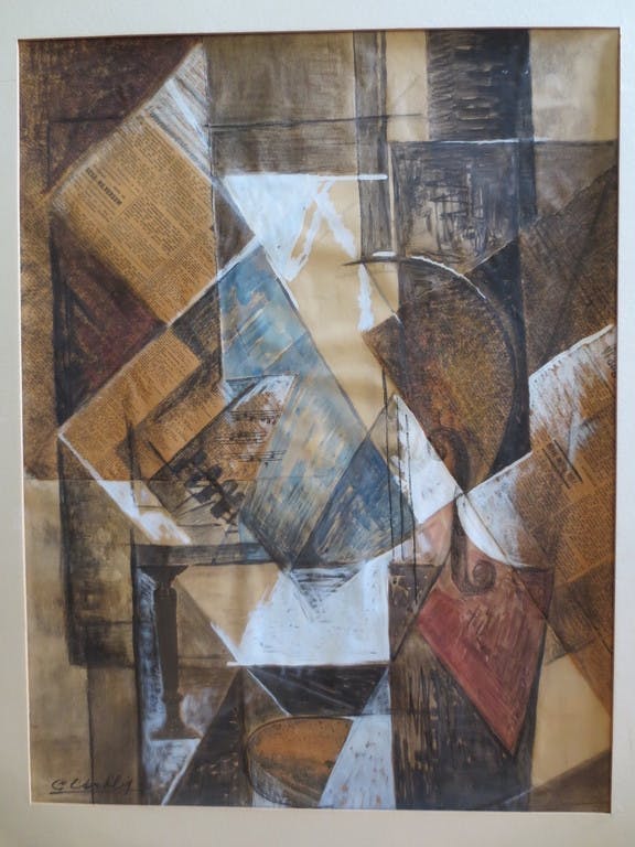 Cornelis Verkley - Cornelis Verkley (1928-2014), Collage met gouache. verkocht voor € 50!