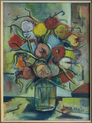 R. Kleijn - Olieverf op doek, Bloemstilleven – gesigneerd en ingelijst – ca 1960? kopen? Bied vanaf 40!
