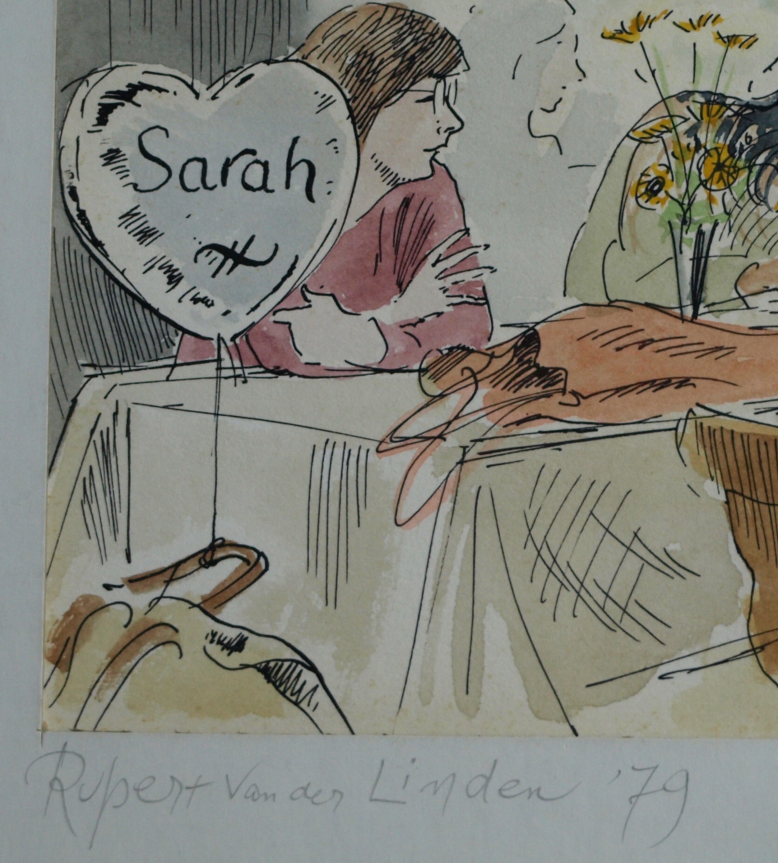 Rupert van der Linden - 4x Aquarel en pentekening , Mensen 9 – gesigneerd & ingelijst - 1979 kopen? Bied vanaf 50!