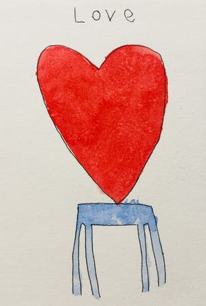 Klaas Gubbels - ets met aquarel ingekleurd ‘Love’ - 2000 kopen? Bied vanaf 225!