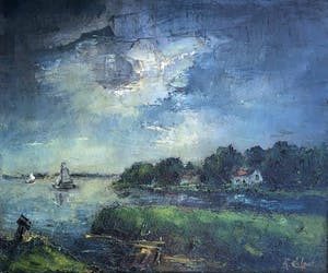 Arnout Colnot - Polderlandschap met boten kopen? Bied vanaf 440!