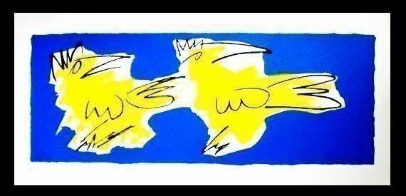 Frank Lengvenius - Gr Kleurenzeefdruk VOGEL Handgesigneerd. verkocht voor € 45!