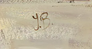 Jan Beaufort - Olieverf op doek, Modern stadsgezicht met figuren kopen? Bied vanaf 1!