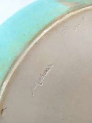 Mobach Keramiek - mooie hedendaagse goud/aquamarijn schaal kopen? Bied vanaf 45!