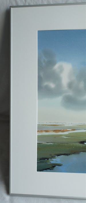 Jan Groenhart - Ingelijste aquarel , Landschap in Wormer en Jisperveld – GROOT kopen? Bied vanaf 10!