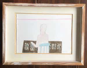 Klaas Gubbels - Aquarel, Patience speler verkocht voor € 300!