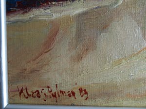 Klaas Pijlman - Olieverf op canvasboard ,”Droge rivier, Italië” - ingelijst – 1983 kopen? Bied vanaf 30!