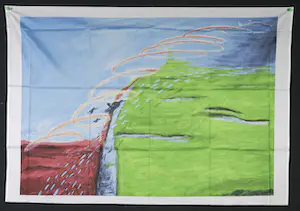 Geert Vrijdag - Hans Landsaat + Theo Kuijpers, Lot van 3 zeefdrukken op katoenzijde (texoprint) kopen? Bied vanaf 50!