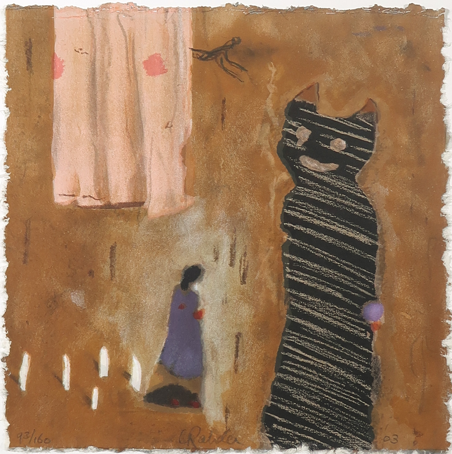 Liesbeth Rahder - Zeefdruk, Kat en figuur kopen? Bied vanaf 35!